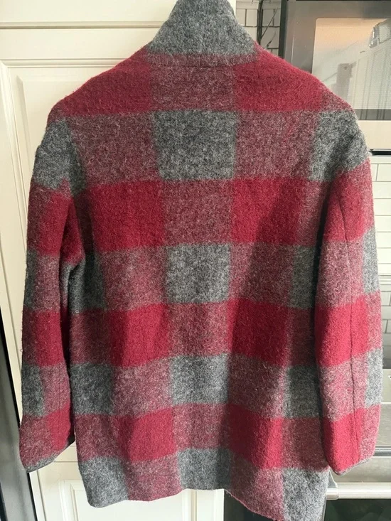 Aritzia Wilfred Free Off Duty Jacket | Wool | Burgundy grey plaid sz xxs - Picture 3 of 6